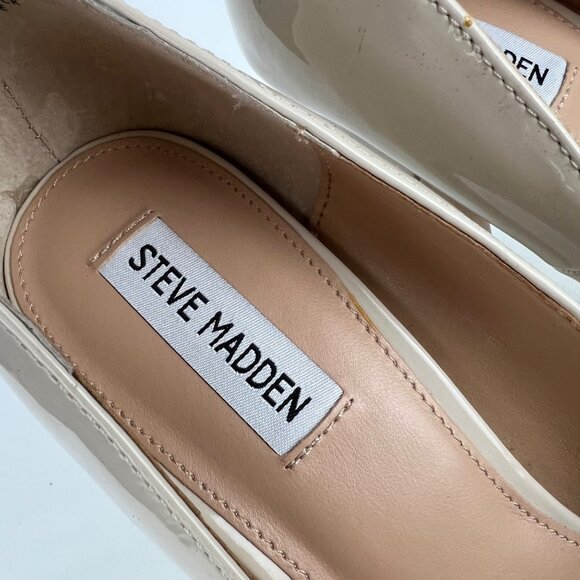 Steve Madden Womens Skyrise Platform Pumps Bone Patent Chunky Heel size 10M - Picture 13 of 16